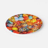 Kleurrijke glazen knikkers papieren bordje (Gekanteld)