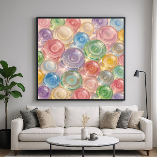 Kleurrijke glazen knikkers stilleven kunst poster