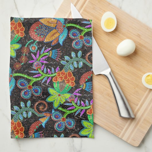 Kleurrijke glazen kralen Bekijk het uiteindelijke  Theedoek (Quarter Fold)