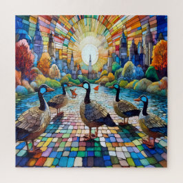 Kleurrijke glazen stadsgezicht legpuzzel