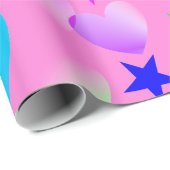 Kleurrijke Gliding Hearts 'n Stars cadeaupapier (Rol Hoek)