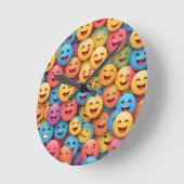 Kleurrijke glimlach Emoji Ronde Klok (Hoek)