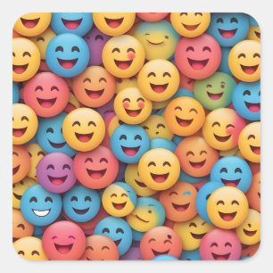 Kleurrijke glimlach Emoji Vierkante Sticker