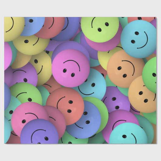 Kleurrijke glimlach emoticon gezichten Afstuderen Cadeaupapier (Vlak)