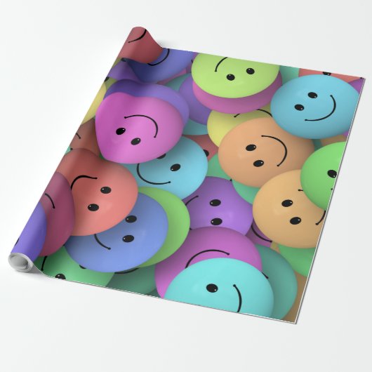 Kleurrijke glimlach emoticon gezichten Afstuderen Cadeaupapier (Uitgerold)