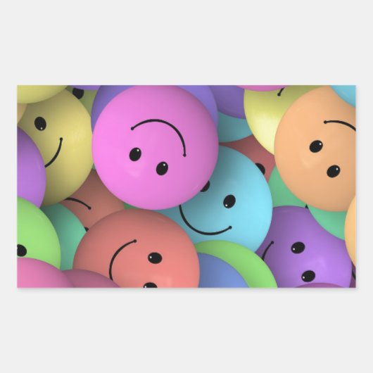 Kleurrijke glimlachen rechthoekige sticker (Voorkant)