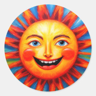 Kleurrijke glimlachende zon Stickers