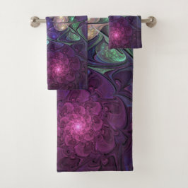 Kleurrijke glinsterende moderne Abstracte fractal  Bad Handdoek