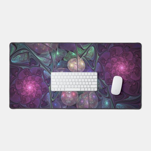 Kleurrijke glinsterende moderne Abstracte fractal  Bureaumat (Keyboard & Muis)