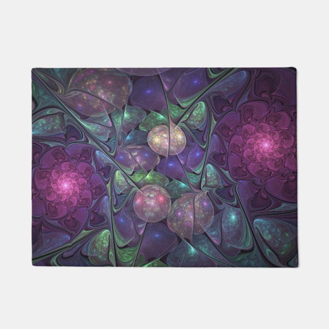 Kleurrijke glinsterende moderne Abstracte fractal  Deurmat (Voorkant)