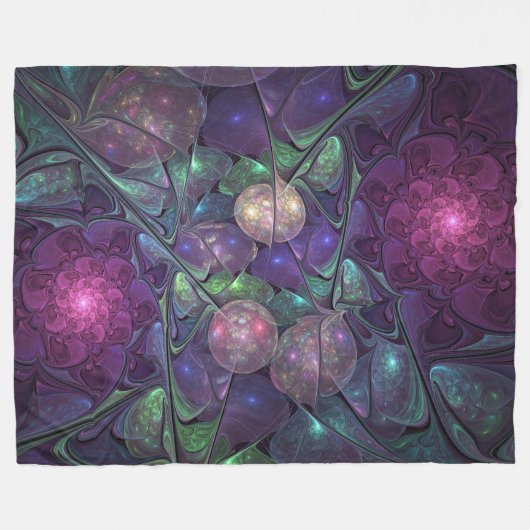 Kleurrijke glinsterende moderne Abstracte fractal Fleece Deken (Voorkant (Horizontaal))