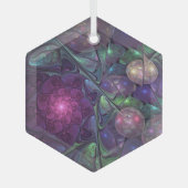 Kleurrijke glinsterende moderne Abstracte fractal  Glas Ornament (Voorkant)