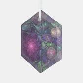 Kleurrijke glinsterende moderne Abstracte fractal  Glas Ornament (Voorkant links)