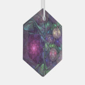 Kleurrijke glinsterende moderne Abstracte fractal  Glas Ornament (Voorkant Rechts)