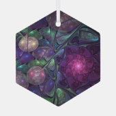 Kleurrijke glinsterende moderne Abstracte fractal  Glas Ornament (Achterkant)