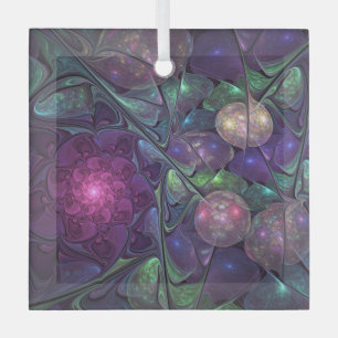 Kleurrijke glinsterende moderne Abstracte fractal  Glas Ornament