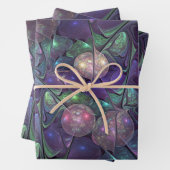 Kleurrijke glinsterende moderne Abstracte fractal  Inpakpapier Vel (In situ)