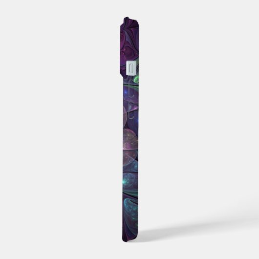 Kleurrijke glinsterende moderne Abstracte fractal iPhone 15 Case (Linkerkant)