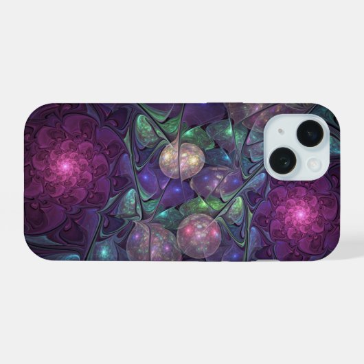 Kleurrijke glinsterende moderne Abstracte fractal  iPhone 15 Case (Achterkant horizontaal)