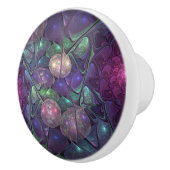 Kleurrijke glinsterende moderne Abstracte fractal  Keramische Knop (Rechts)