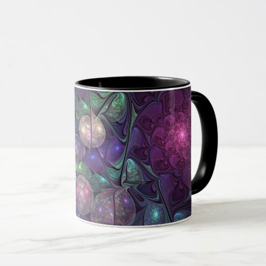 Kleurrijke glinsterende moderne Abstracte fractal Mok (Voorkant rechts)