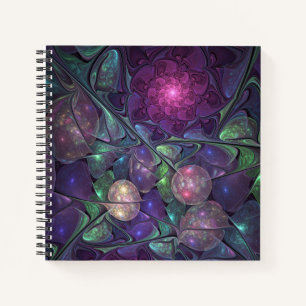 Kleurrijke glinsterende moderne Abstracte fractal  Notitieboek