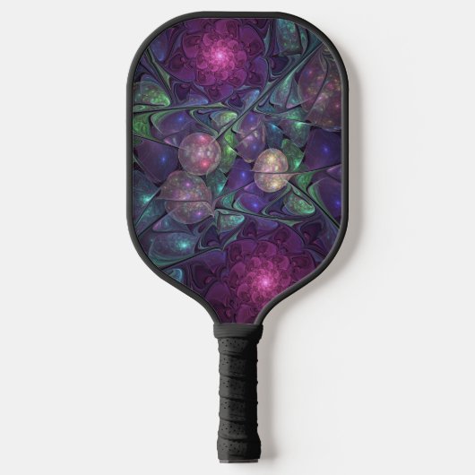 Kleurrijke glinsterende moderne Abstracte fractal  Pickleball Paddle (Voorkant)
