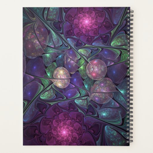 Kleurrijke glinsterende moderne Abstracte fractal Planner (Achterkant)