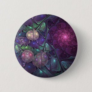 Kleurrijke glinsterende moderne Abstracte fractal Ronde Button 5,7 Cm