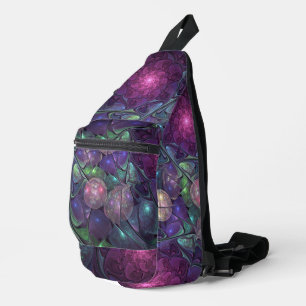 Kleurrijke glinsterende moderne Abstracte fractal  Sling Bag