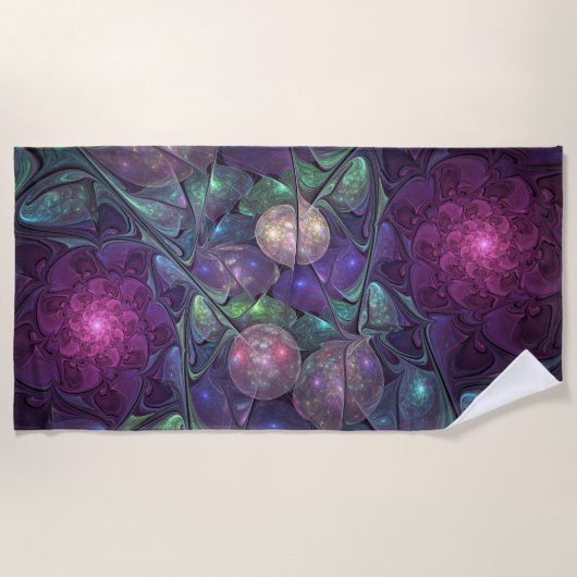 Kleurrijke glinsterende moderne Abstracte fractal  Strandlaken (Voorkant)