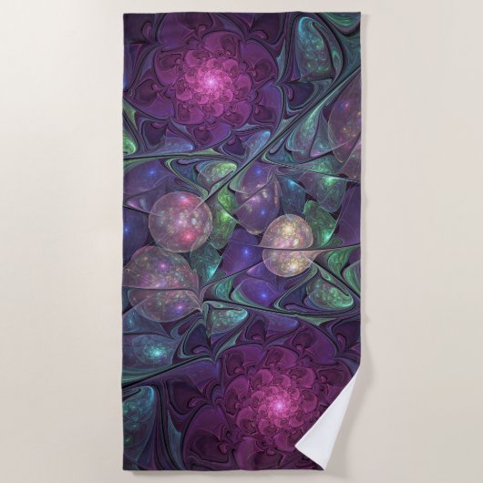 Kleurrijke glinsterende moderne Abstracte fractal  Strandlaken (Voorkant)