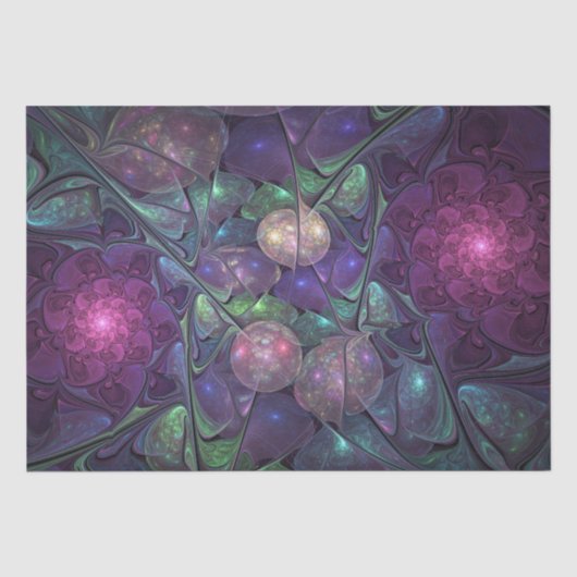 Kleurrijke glinsterende moderne Abstracte fractal  Tissuepapier (Voorkant)