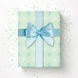 Kleurrijke glinsterende sterren in groen en aqua cadeaupapier