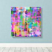 Kleurrijke Glitch Screen Art Canvas Afdruk (Insitu (Houten vloer))