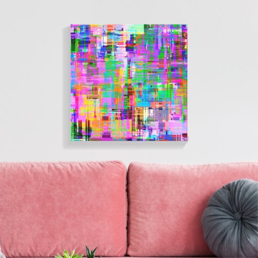 Kleurrijke Glitch Screen Art Canvas Afdruk (Insitu (Woonkamer))