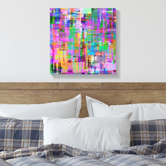 Kleurrijke Glitch Screen Art Canvas Afdruk (Insitu (Slaapkamer))
