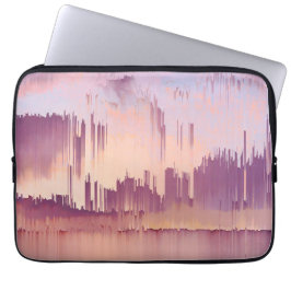 Kleurrijke Glitch Zonsondergang Horizon Laptop Sleeve