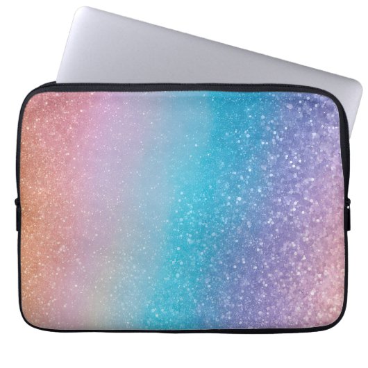 Kleurrijke Glitter Art Laptop Hoesje Laptop Sleeve (Voorkant)