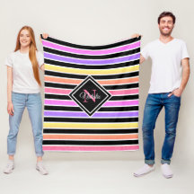 Kleurrijke Glitter Black Stripes Monogram