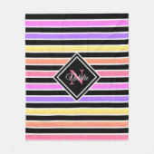 Kleurrijke Glitter Black Stripes Monogram Fleece Deken (Voorkant)