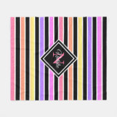 Kleurrijke Glitter Black Stripes Monogram Fleece Deken (Voorkant (Horizontaal))