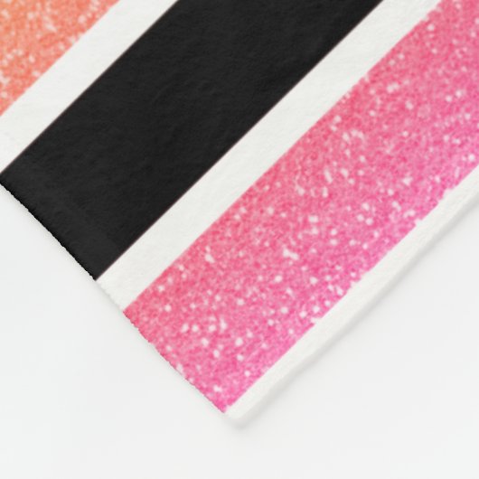 Kleurrijke Glitter Black Stripes Monogram Fleece Deken (Hoek)