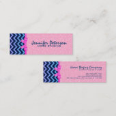 Kleurrijke Glitter Blauwe Chevron Roze Damasks 2a Mini Visitekaartje (Voorkant / Achterkant)