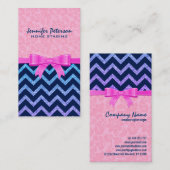 Kleurrijke Glitter Blauwe Chevron Roze Damasks Visitekaartje (Voorkant / Achterkant)