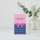 Kleurrijke Glitter Blauwe Chevron Roze Damasks Visitekaartje (Staand voorkant)