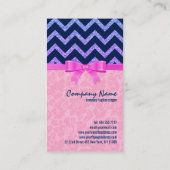 Kleurrijke Glitter Blauwe Chevron Roze Damasks Visitekaartje (Achterkant)