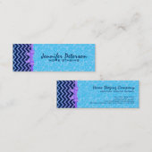 Kleurrijke Glitter Blue Chevron Blue Damasks 2a Mini Visitekaartje (Voorkant / Achterkant)