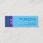 Kleurrijke Glitter Blue Chevron Blue Damasks 2a Mini Visitekaartje (Achterkant)