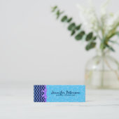 Kleurrijke Glitter Blue Chevron Blue Damasks 2a Mini Visitekaartje (Staand voorkant)